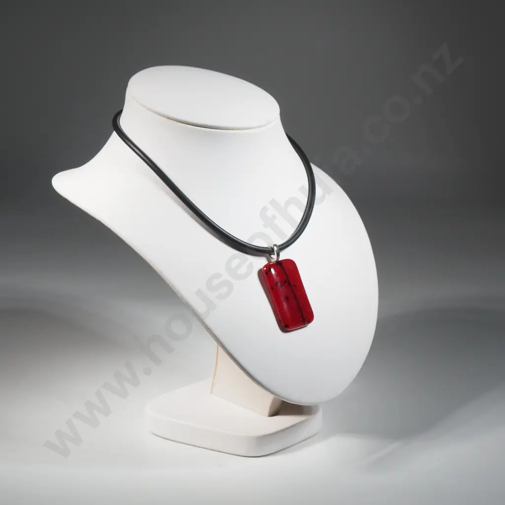 Hoglund Art Glass Necklace in Original Case w Sterling Silver Fittings  Image 1++