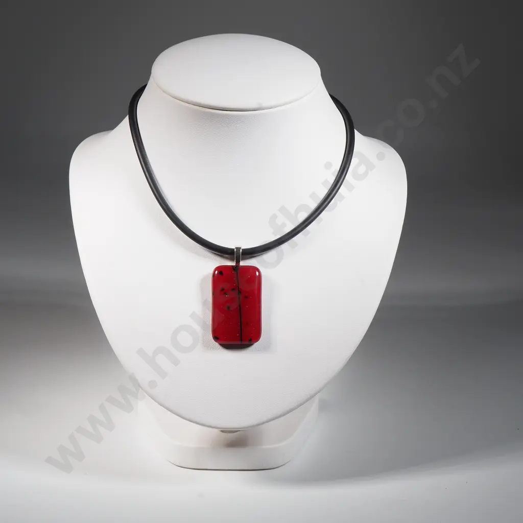 Hoglund Art Glass Necklace in Original Case w Sterling Silver Fittings  Image 1++