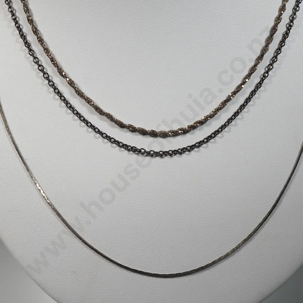 Three Sterling Silver Chains Image 1++