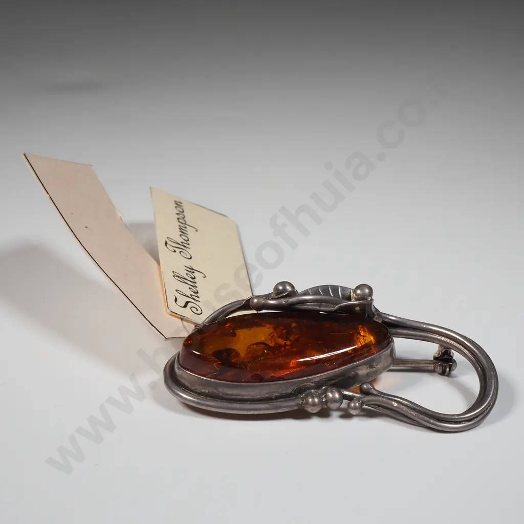 Sterling Silver & Amber Brooch By Shirley Thompson Image 1++