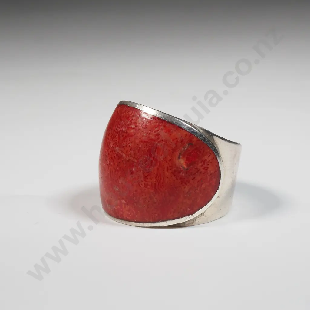 Sterling Silver & Red Accent  Cuff Ring Image 1++