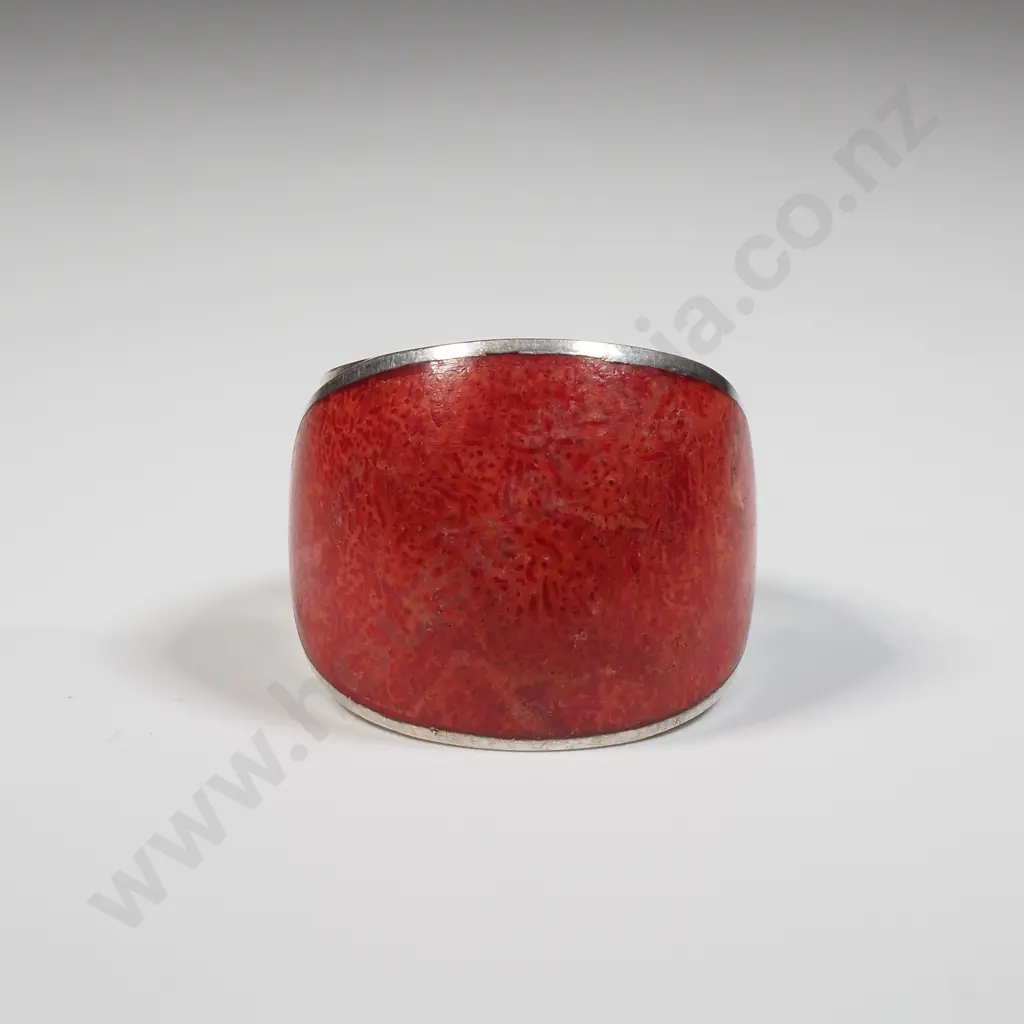 Sterling Silver & Red Accent  Cuff Ring Image 1++