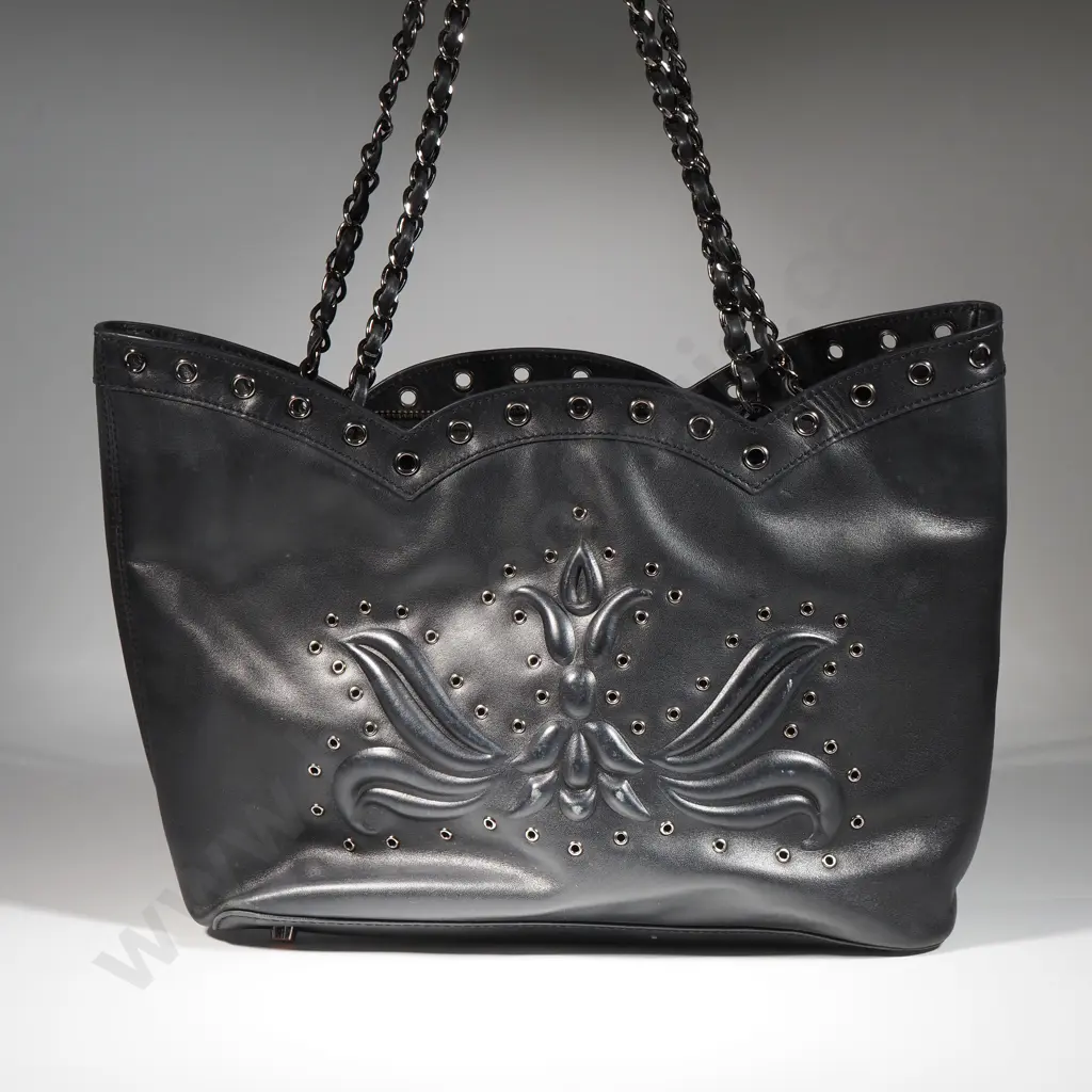 ANNE FONTAINE Giovanny Black Leather Tote Bag Image 1++