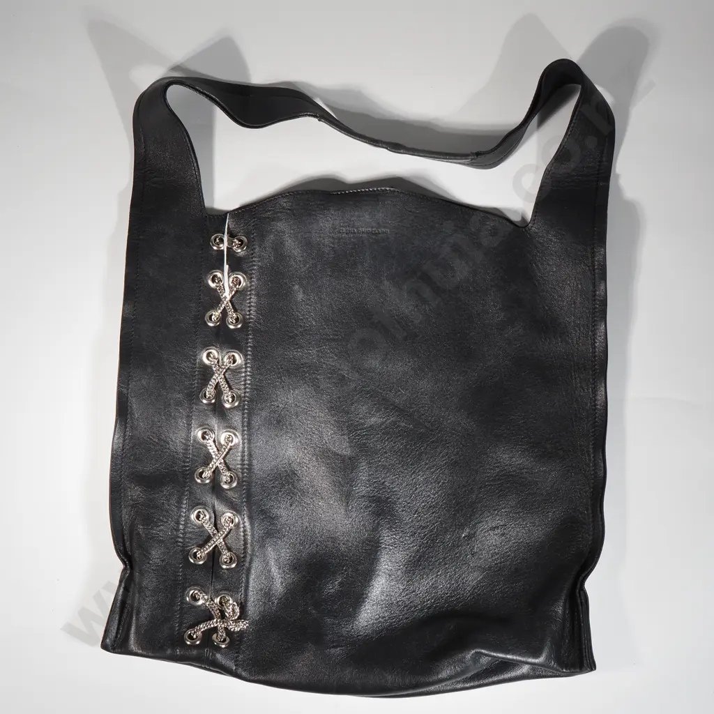 ELENA GHISELLINI Black Leather Tote Bag Image 1++