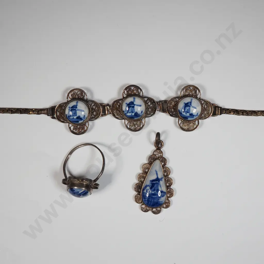 Sterling Silver Filigree Delft Bracelet, Ring & Pendant Image 1++