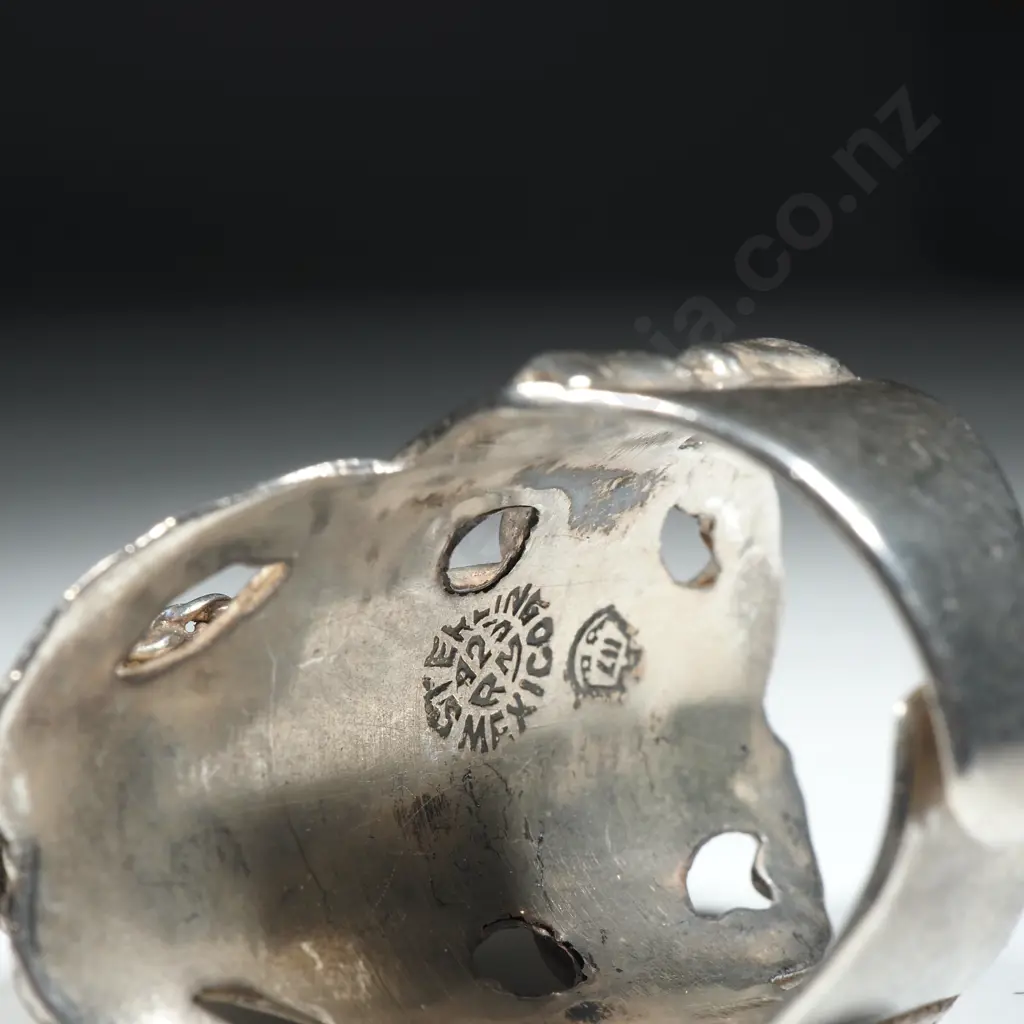Large Sterling Silver Oval Poison Ring Image 1++