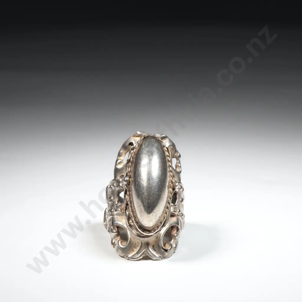 Large Sterling Silver Oval Poison Ring Image 1++