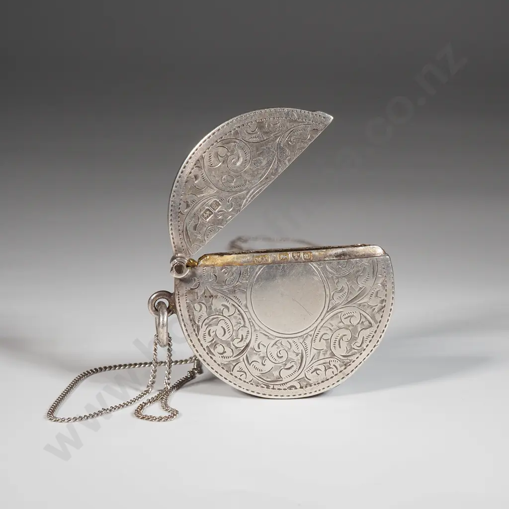 Sterling Silver Round Vesta on Sterling Chain Image 1++