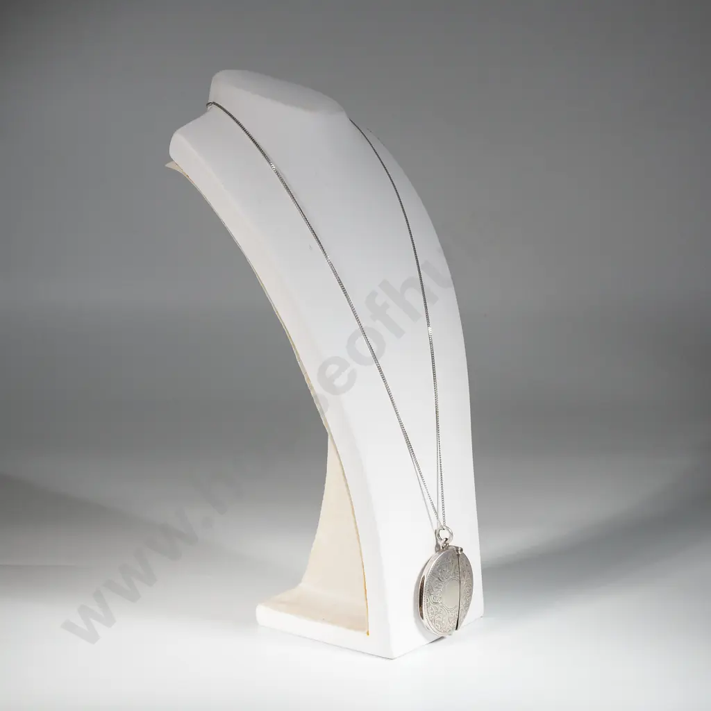 Sterling Silver Round Vesta on Sterling Chain Image 1++