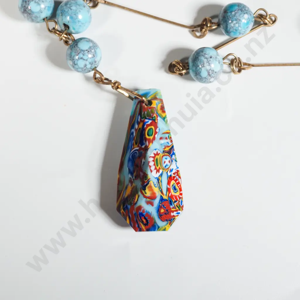 Rolled Gold Murano Glass Style Bead Necklace Image 1++