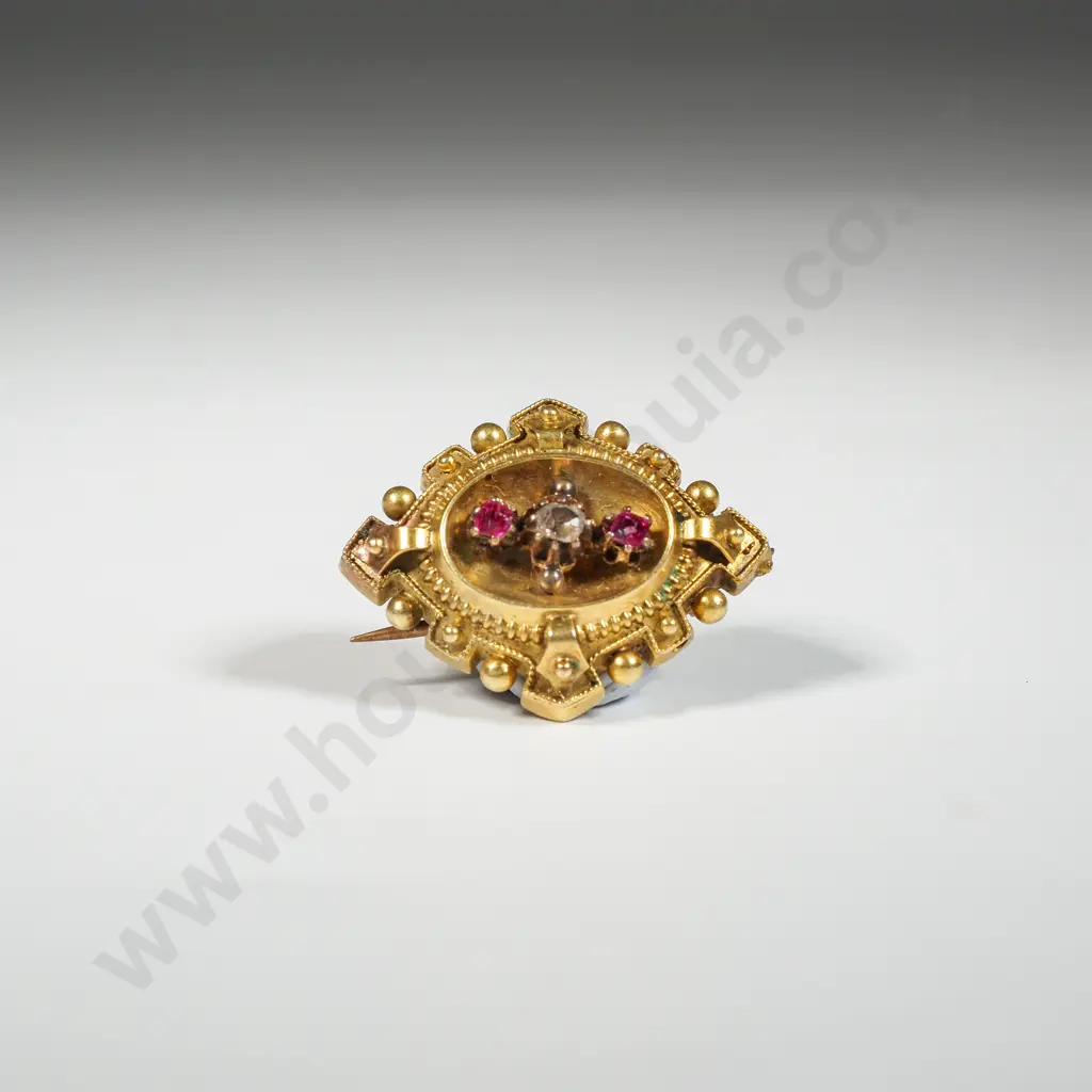 Antique 9ct Gold Emerald & Diamond Victorian Brooch A/F Image 1++