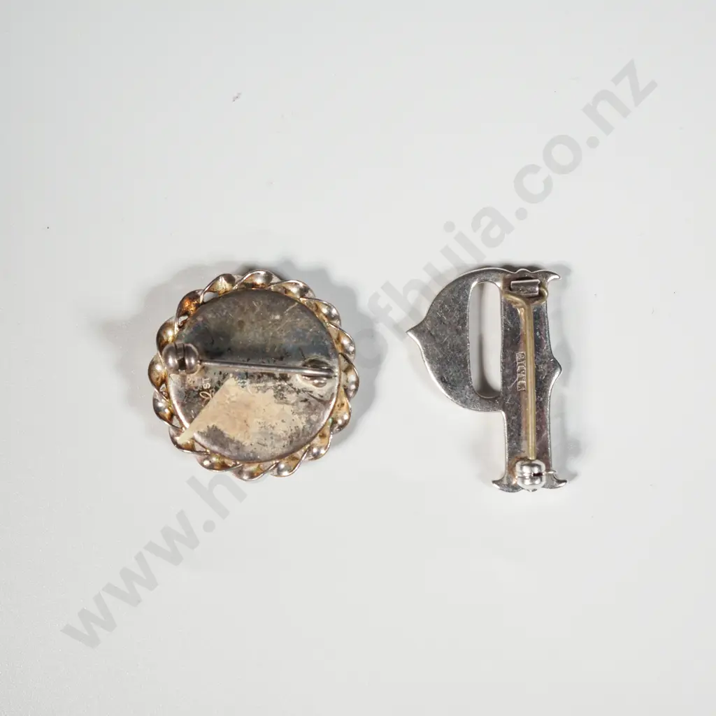 Two Sterling Silver Paua Brooches Image 1++