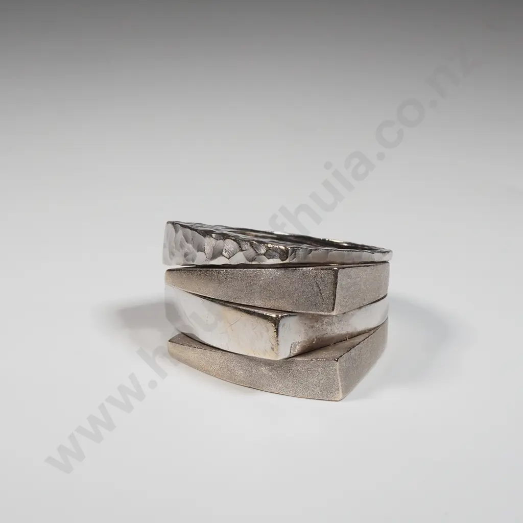 Sterling Silver Modernist Style Ring With Stackable Segments  Image 1++