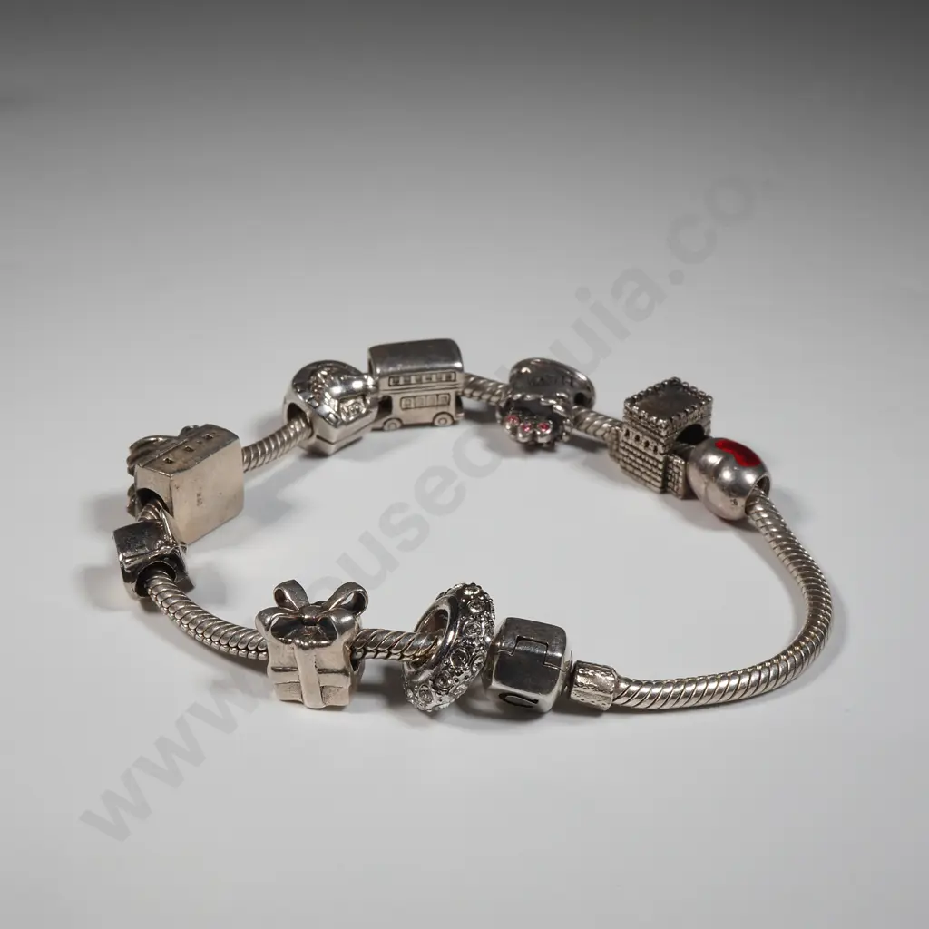 Sterling Silver Pandora Bracelet with Charms Image 1++