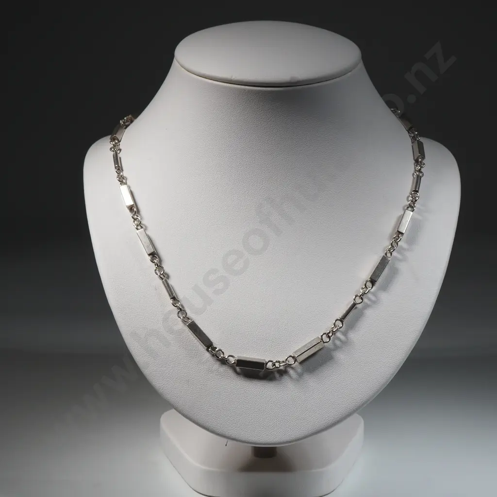 Heavy Sterling Silver with Alternating Cylindrical & Rectangular Links Image 1++