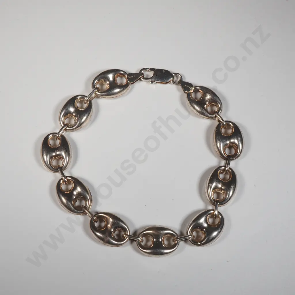 Sterling Silver Puffed Anchor Link Bracelet  Image 1++