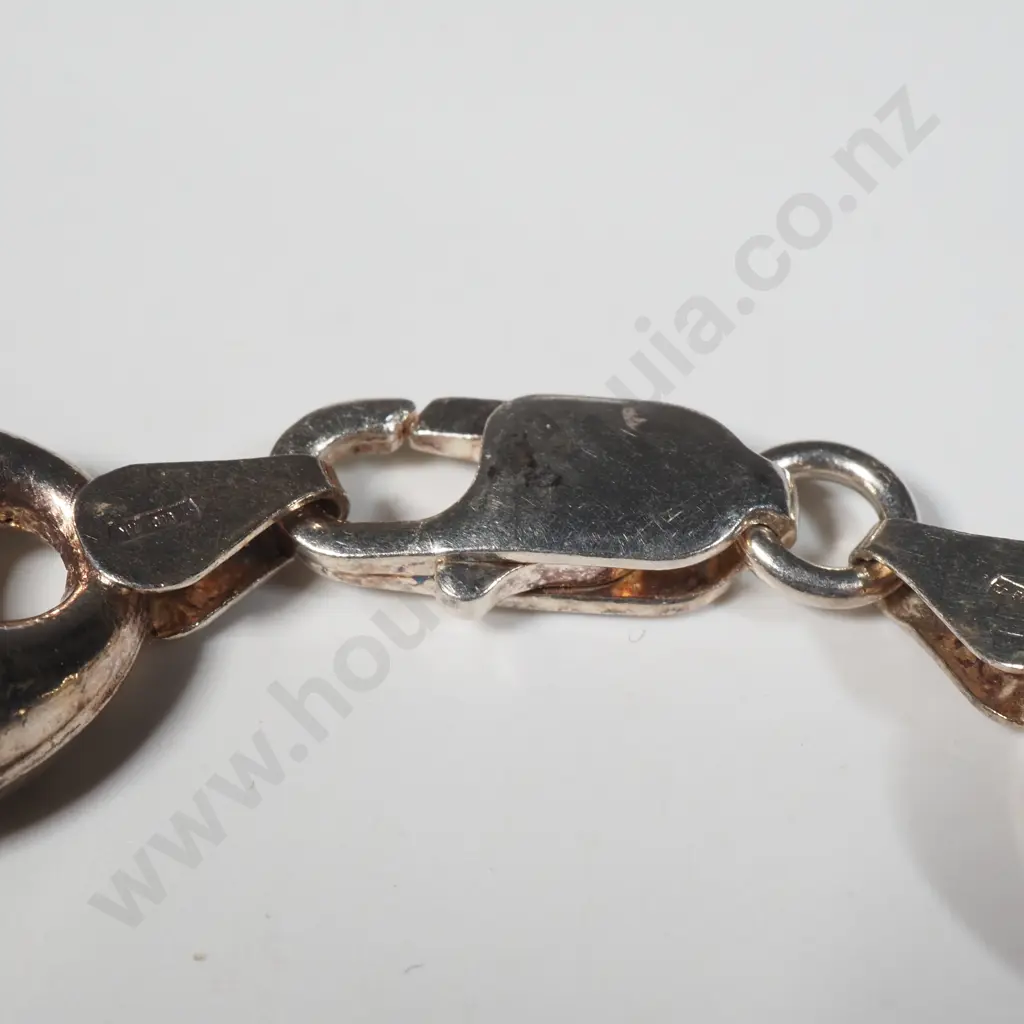 Sterling Silver Puffed Anchor Link Bracelet  Image 1++