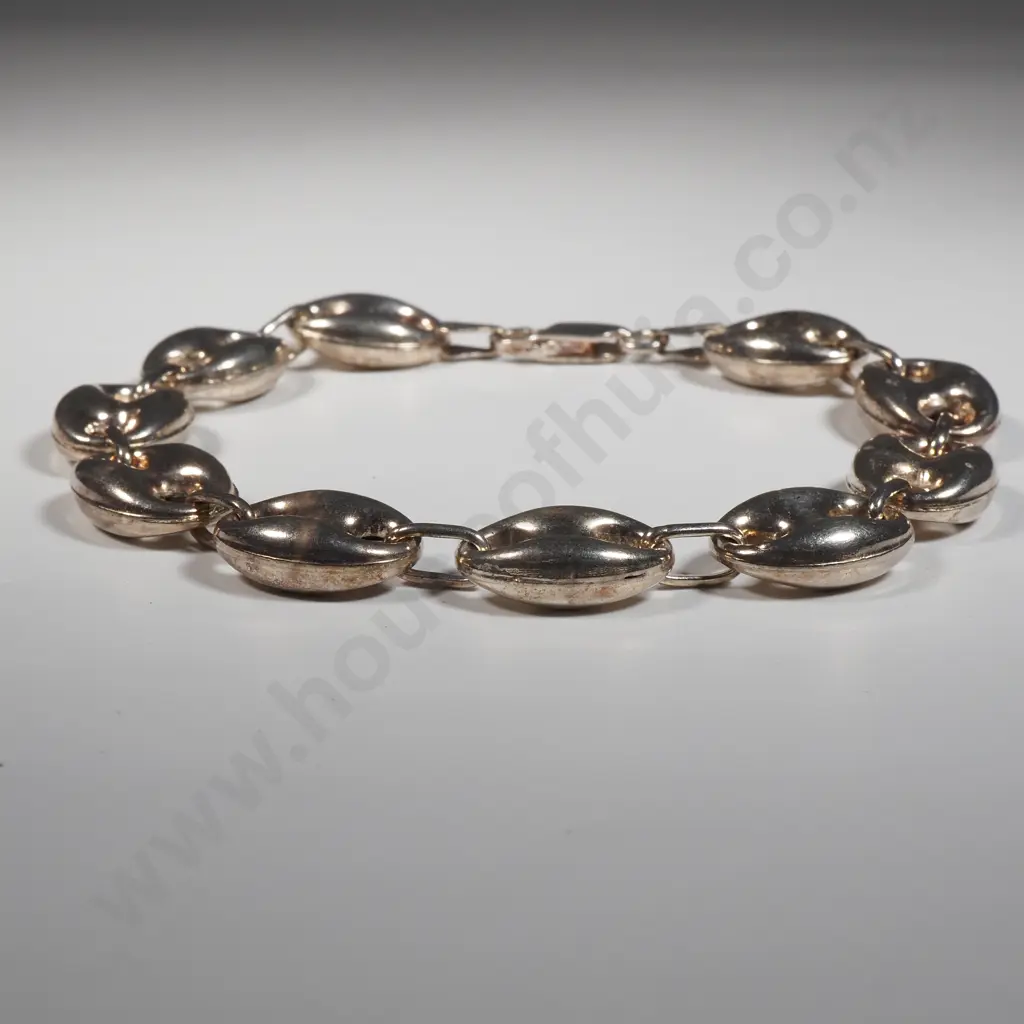 Sterling Silver Puffed Anchor Link Bracelet  Image 1++