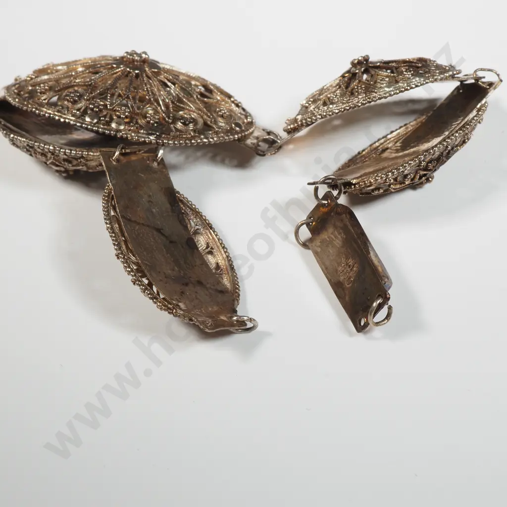 Sterling Silver Cameo Lava Bracelet & An  Filigree Bracelet. Both A/F Image 1++