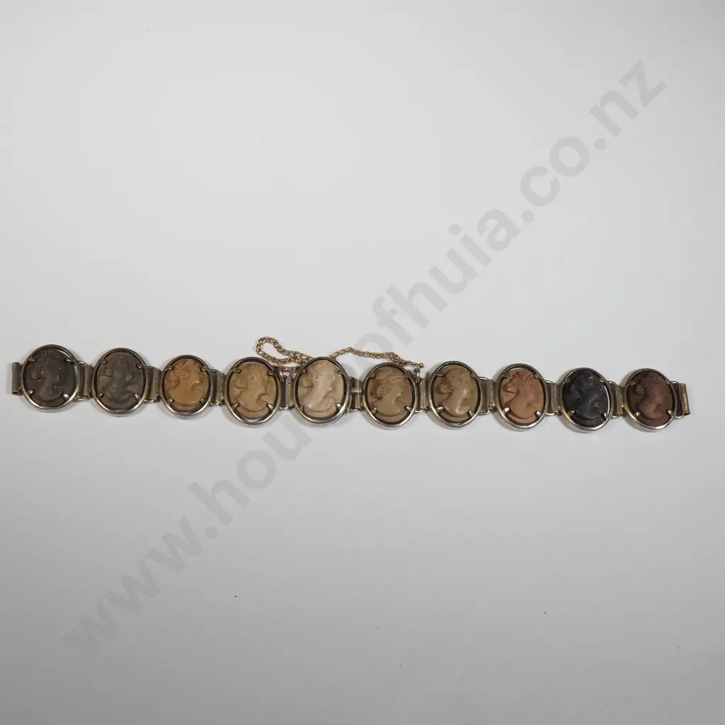 Sterling Silver Cameo Lava Bracelet & An  Filigree Bracelet. Both A/F Image 1++