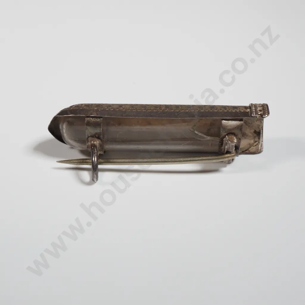 Sterling Silver Engraved Brooch - Flower Holder (Glass Broken)  Image 1++