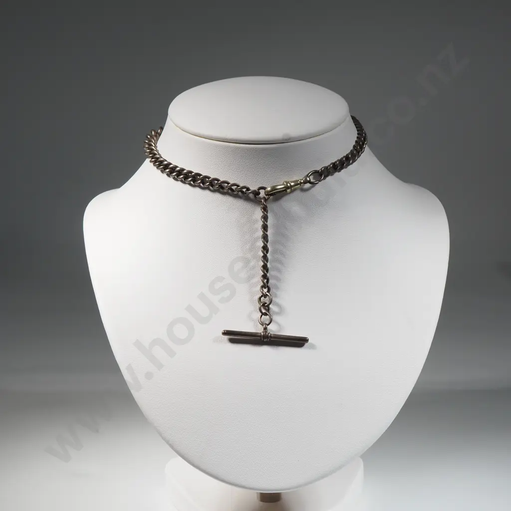 Sterling Silver Graduated Chain Link Necklace With T Bar & Swivel  Image 1++