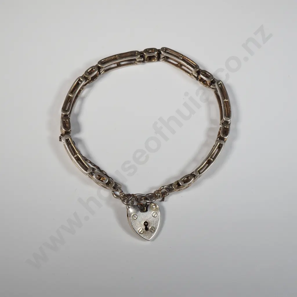 Sterling Silver Gate Bracelet with Heart Shaped Locket Image 1++