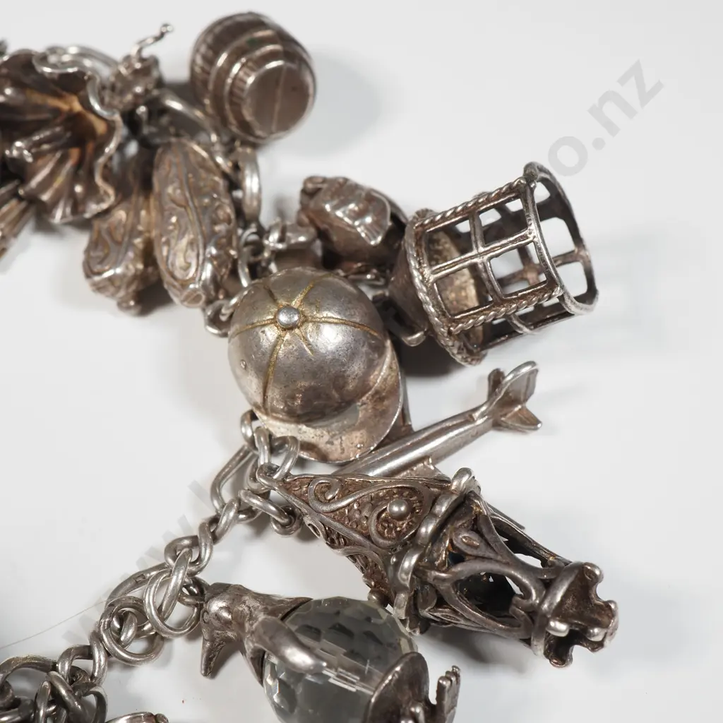 Heavy Sterling Silver Charm Bracelet with Many Vintage  Charms Image 1++