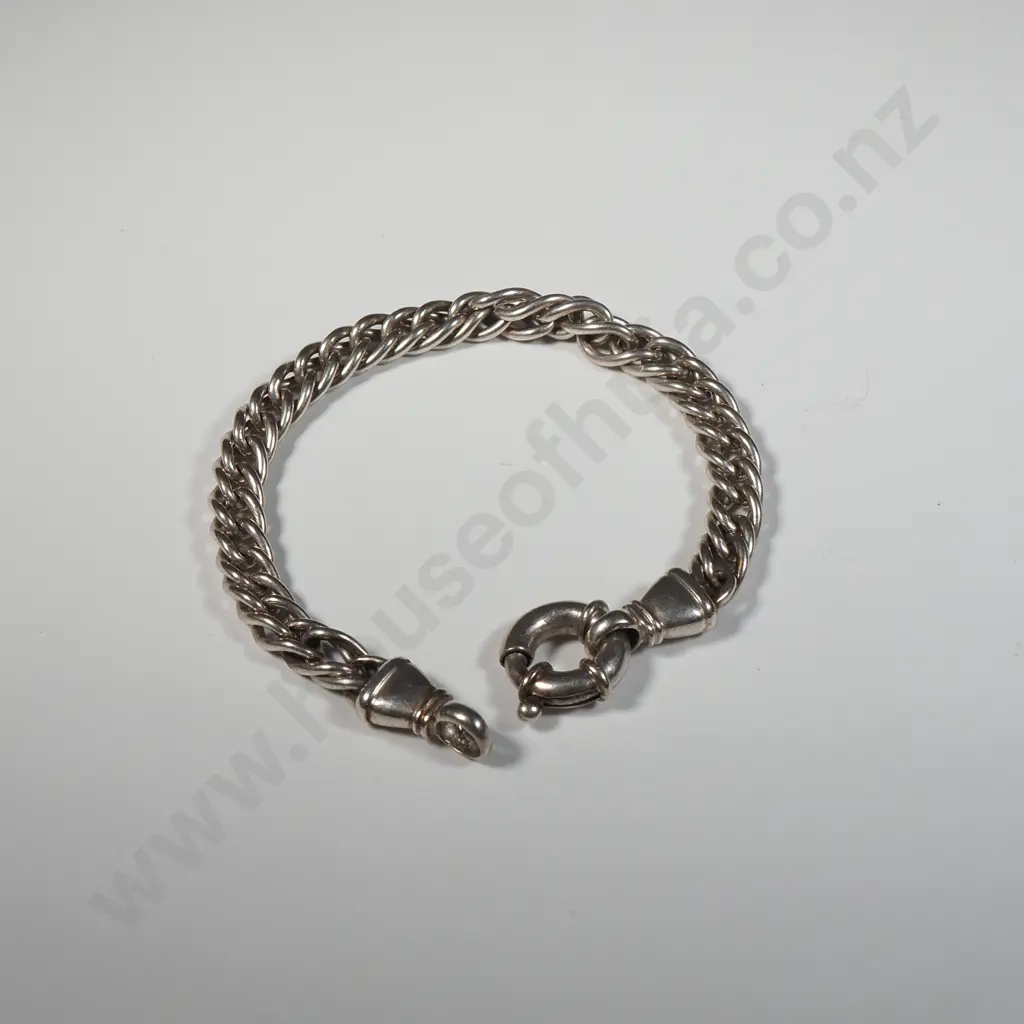 Sterling Silver Double Link Chain Bracelet With Toggle Clasp Image 1++