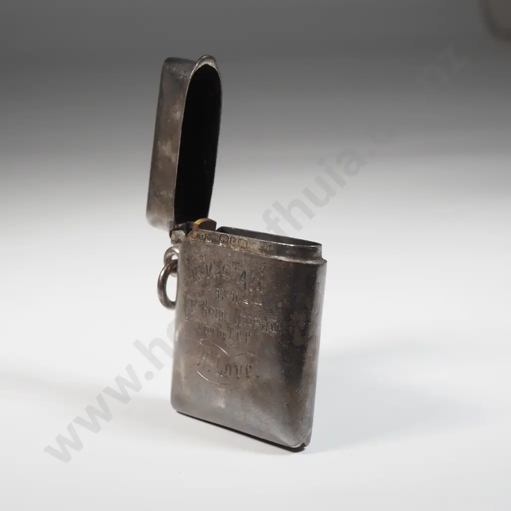 Sterling Silver Vesta Box With Plain Body & Inscribed "McBride Trophy" Image 1++