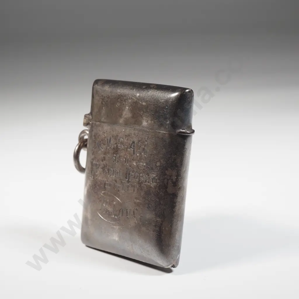 Sterling Silver Vesta Box With Plain Body & Inscribed "McBride Trophy" Image 1++