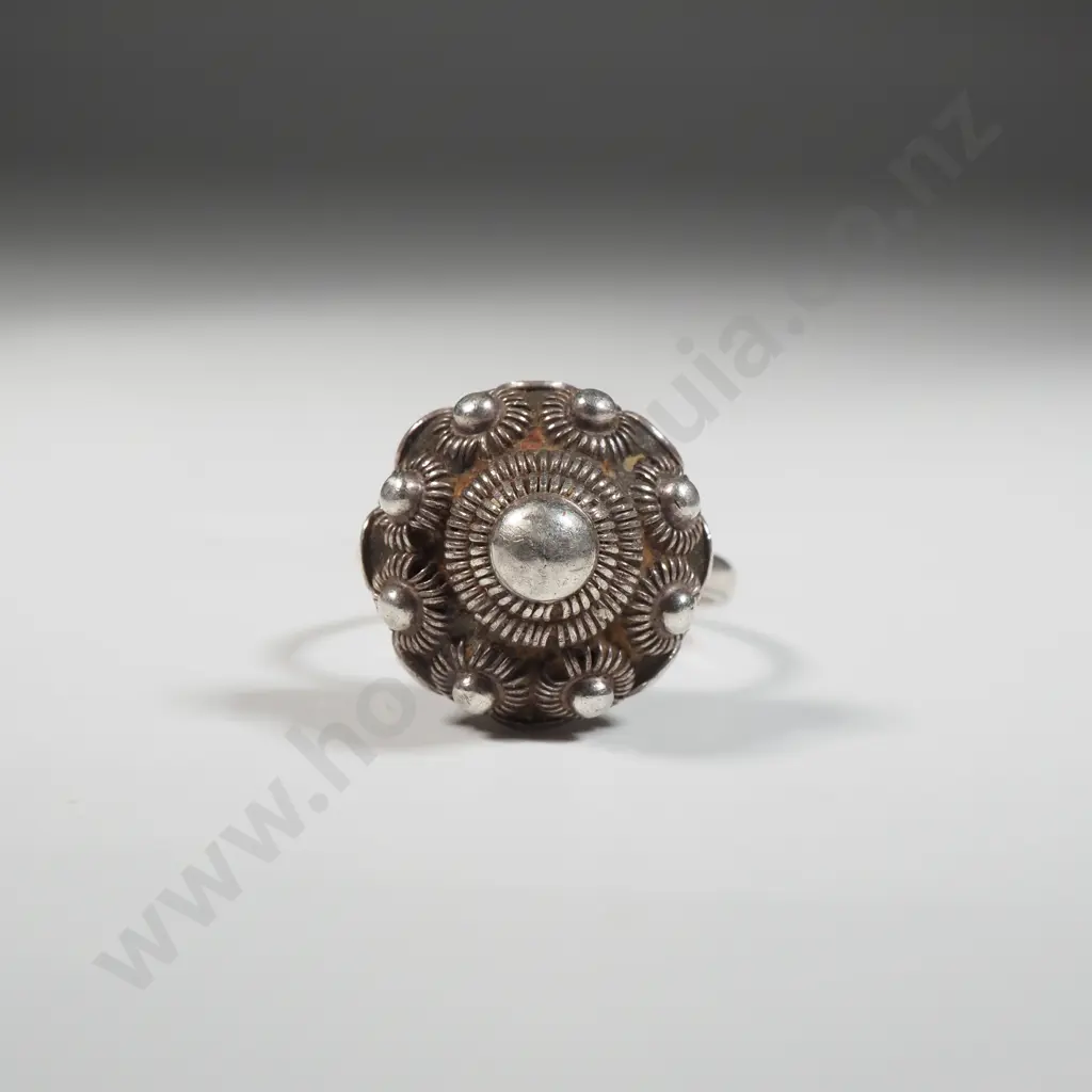 Sterling Silver Dome Top Dutch Button Ring  Image 1++