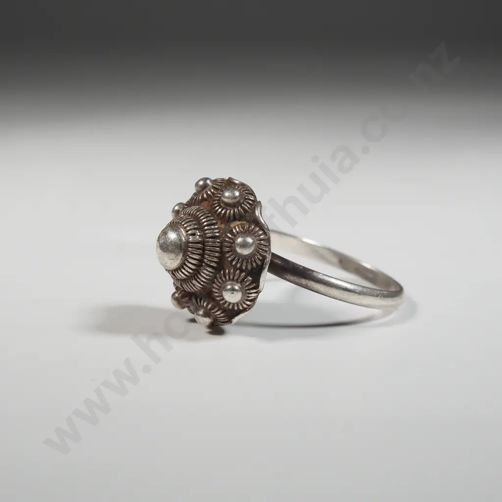 Sterling Silver Dome Top Dutch Button Ring  Image 1++