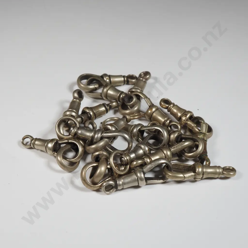 10 Antique Matched Pairs of Nickel Dog Clips Image 1++