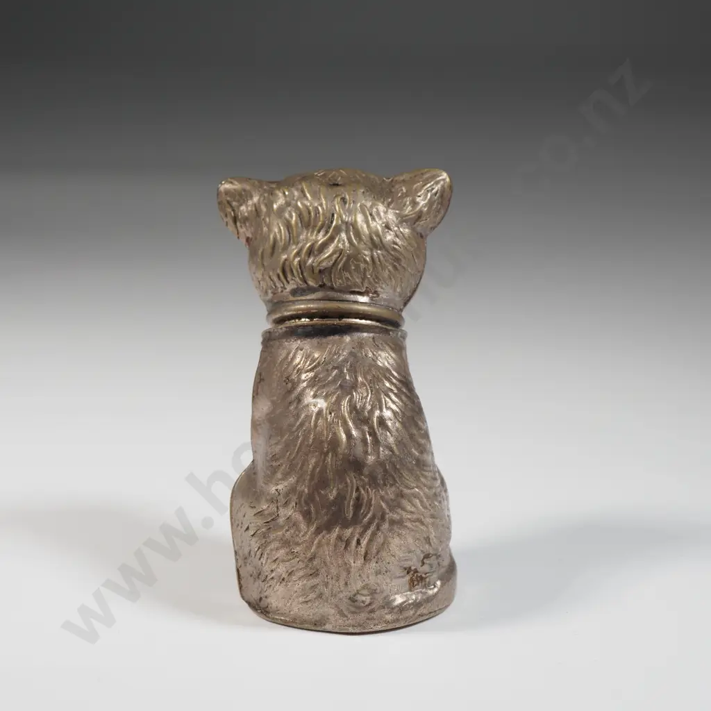 Novelty EPNS Pepper Shaker In the Form Of A Cat & A Mother Of Pearl Fruit Knife With Sterling Silver Blade.  Image 1++