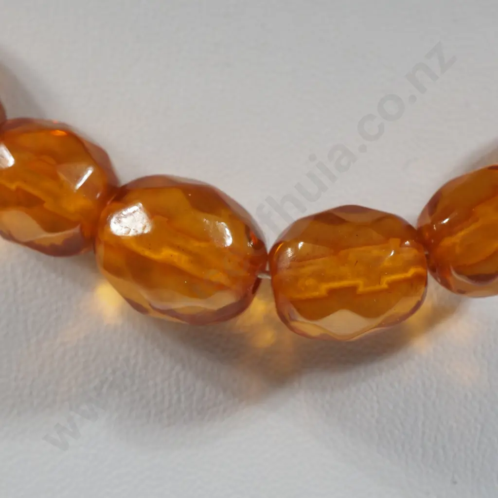 Amber Coloured Faceted Beaded Necklace Image 1++
