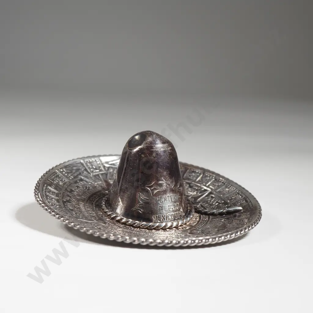 Mexican Sterling Silver Pendant/Brooch In the Form Of A Sombrero Image 1++