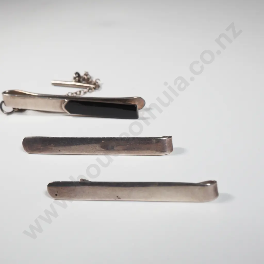 Three Sterling Silver Tie Cllips Image 1++
