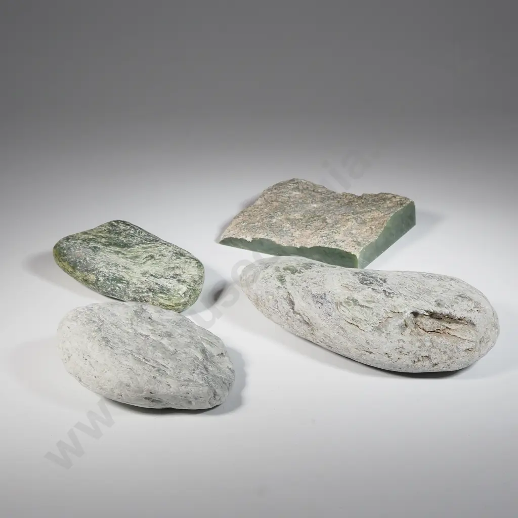 Four Greenstone River Worn Rocks & Another Cut Piece Image 1++