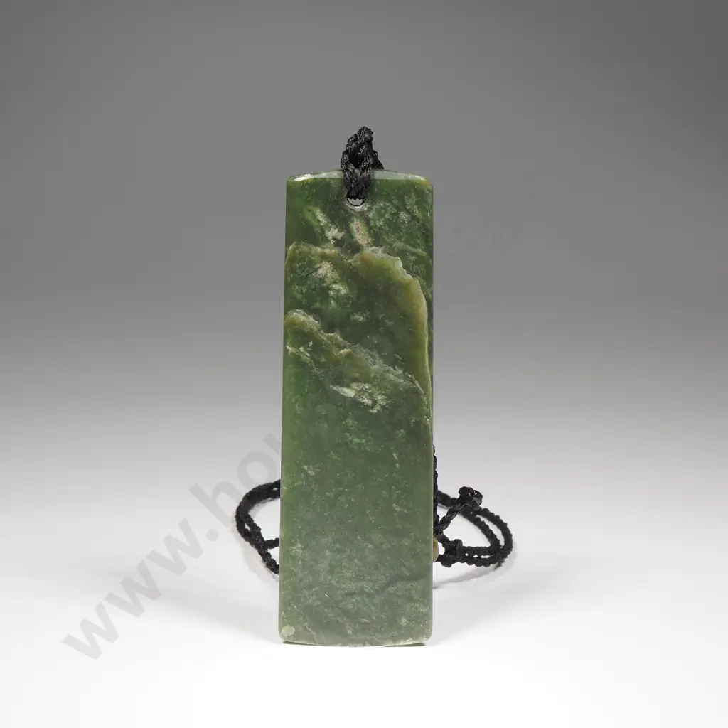 Kawakawa Greenstone Pendant on Twisted Cord, Arahura River Sourced Image 1++