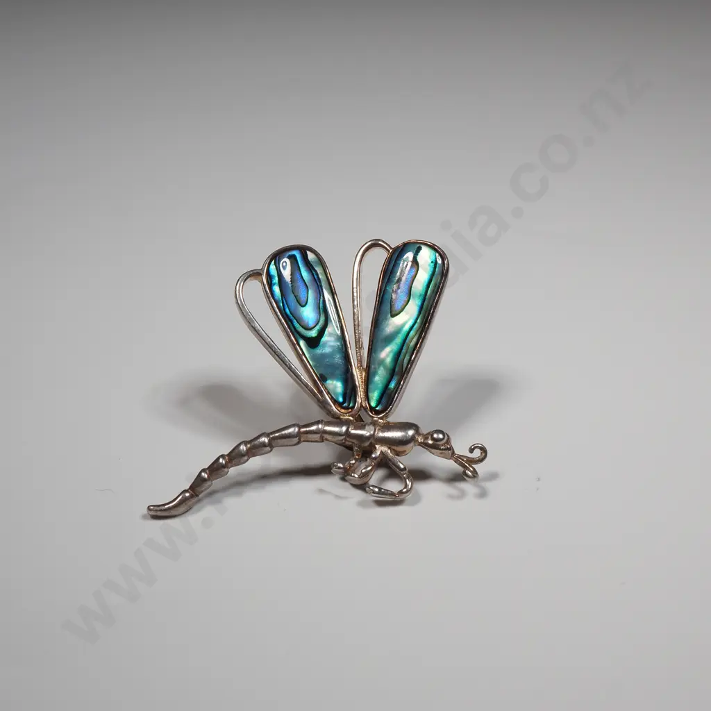 Sterling Silver & Paua Dragonfly Brooch Image 1++