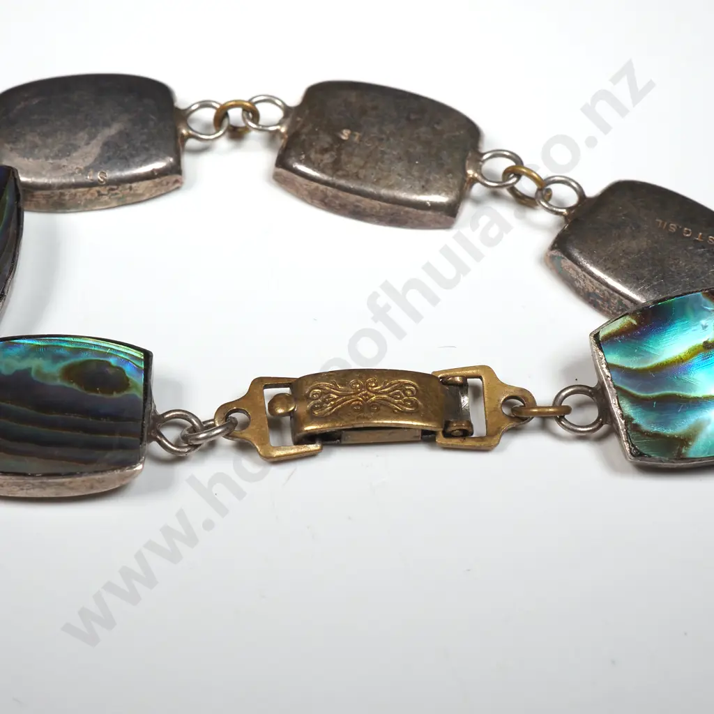 Sterling Silver & Paua Shell Bracelet Image 1++