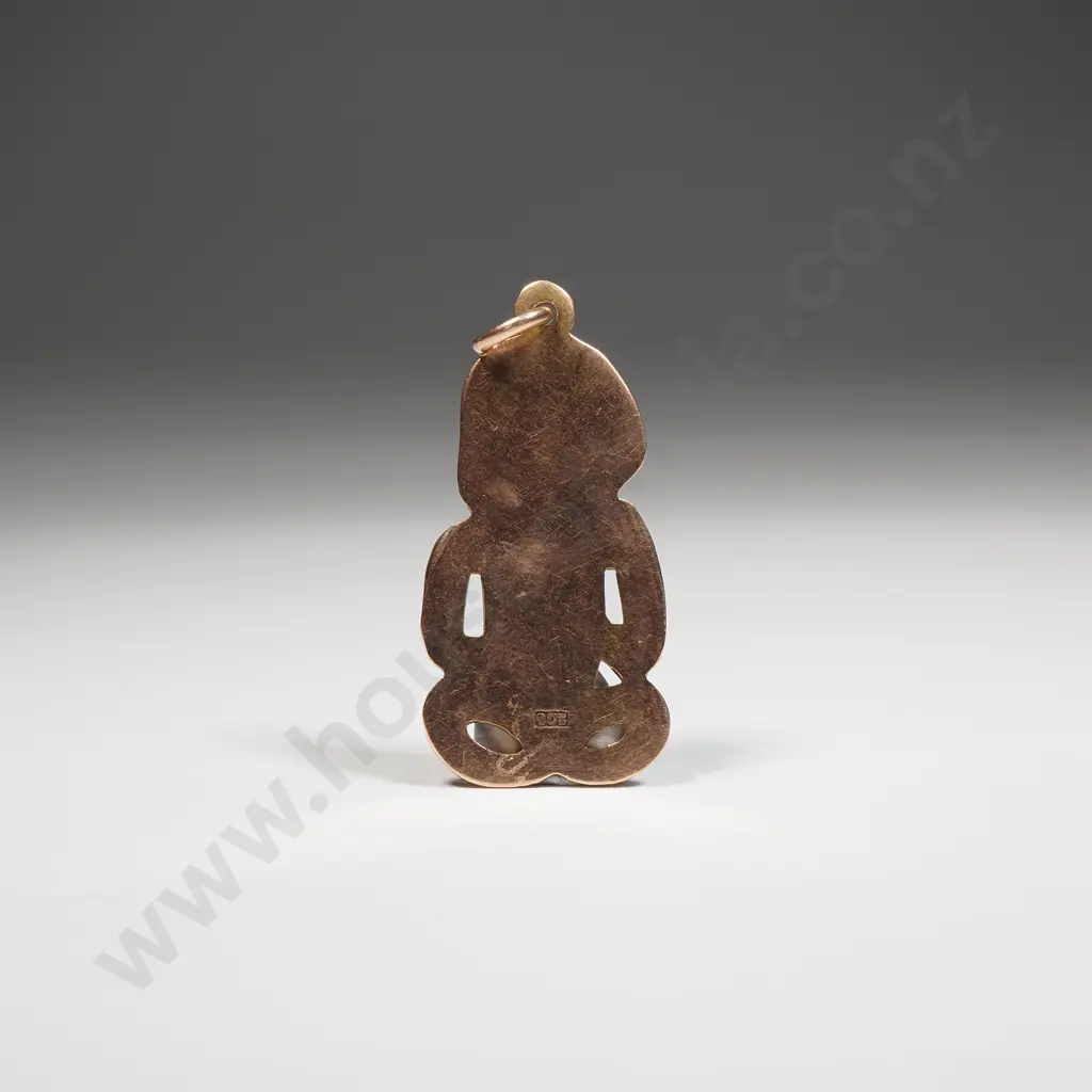 Antique New Zealand 9ct Gold Tiki Pendant Image 1++