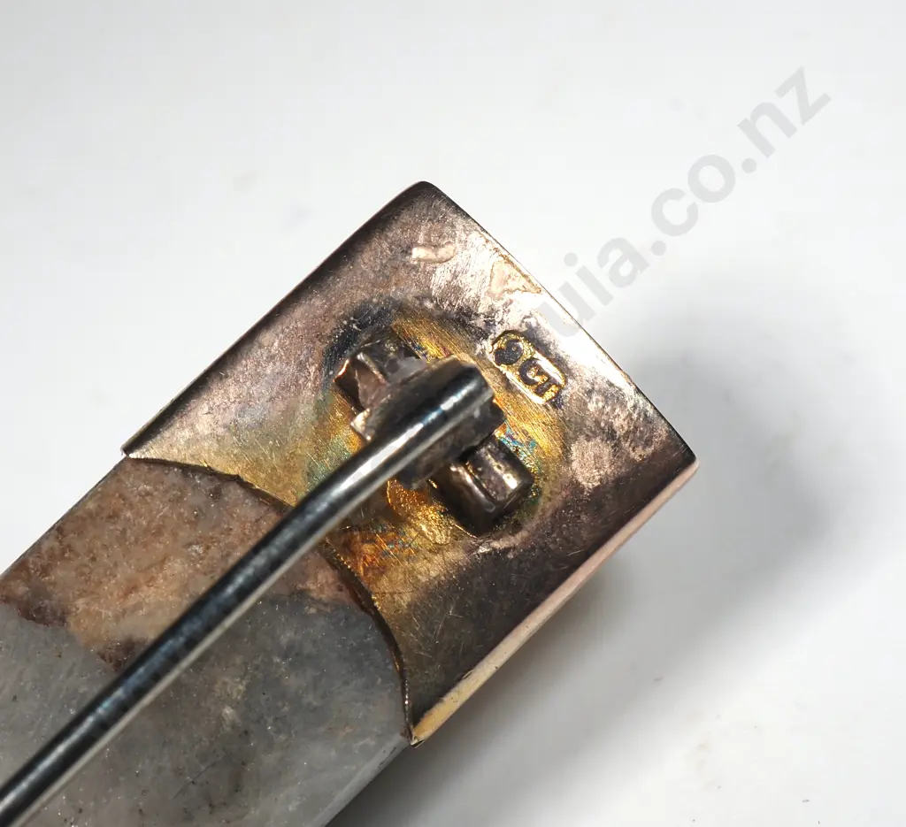 Exquisite New Zealand Gold Rush Gold Bearing Quartz Bar Brooch in Period Jewellers Box Image 1++