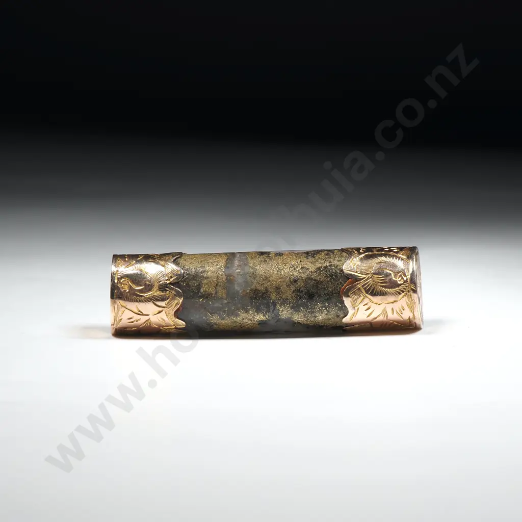 Exquisite New Zealand Gold Rush Gold Bearing Quartz Bar Brooch in Period Jewellers Box Image 1++
