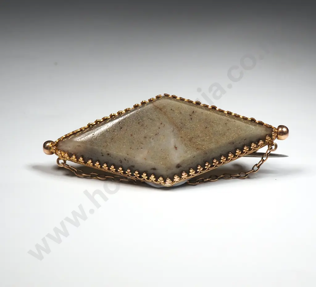 Impressive Colonial New Zealand Gold Bearing Quartz 15ct Gold Brooch Image 1++