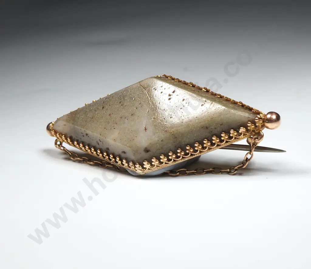 Impressive Colonial New Zealand Gold Bearing Quartz 15ct Gold Brooch Image 1++