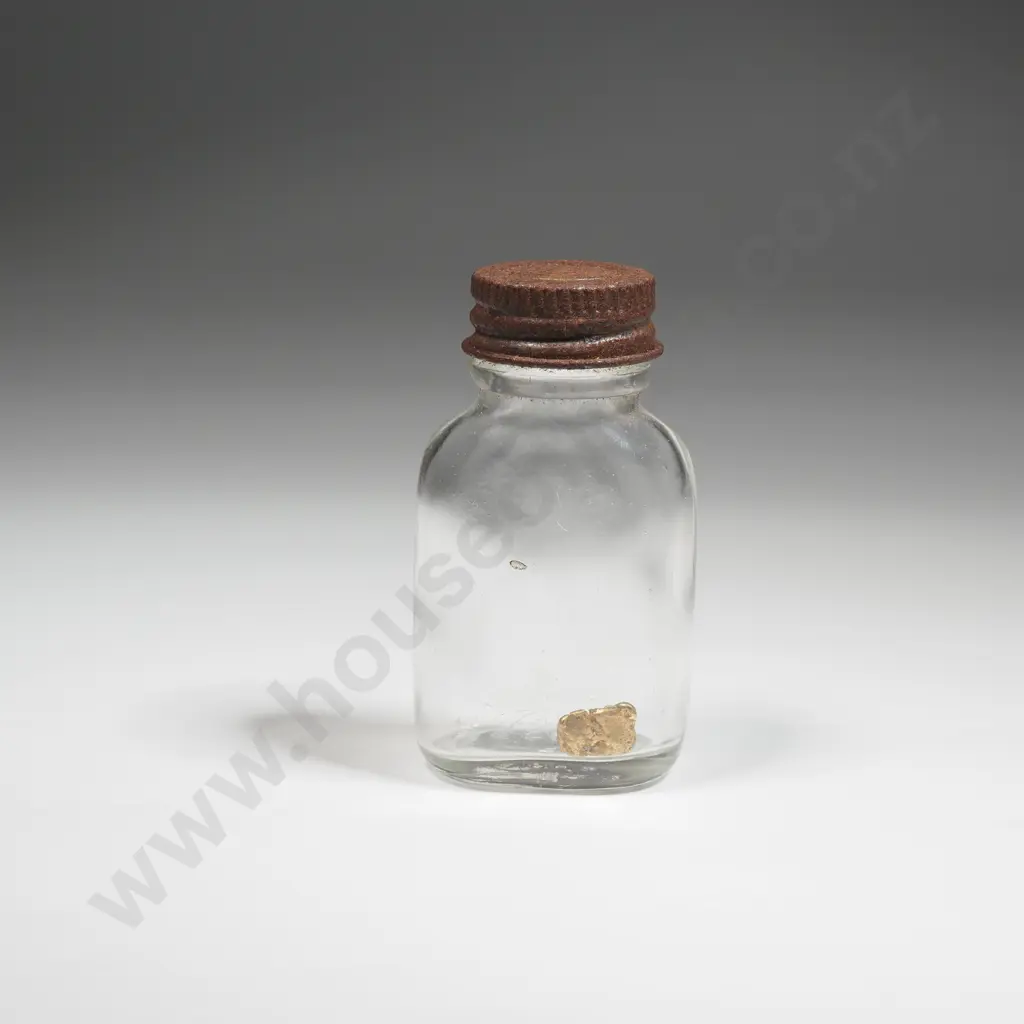 New Zealand Gold Nugget in Old Bottle - Panned in Otago Image 1++