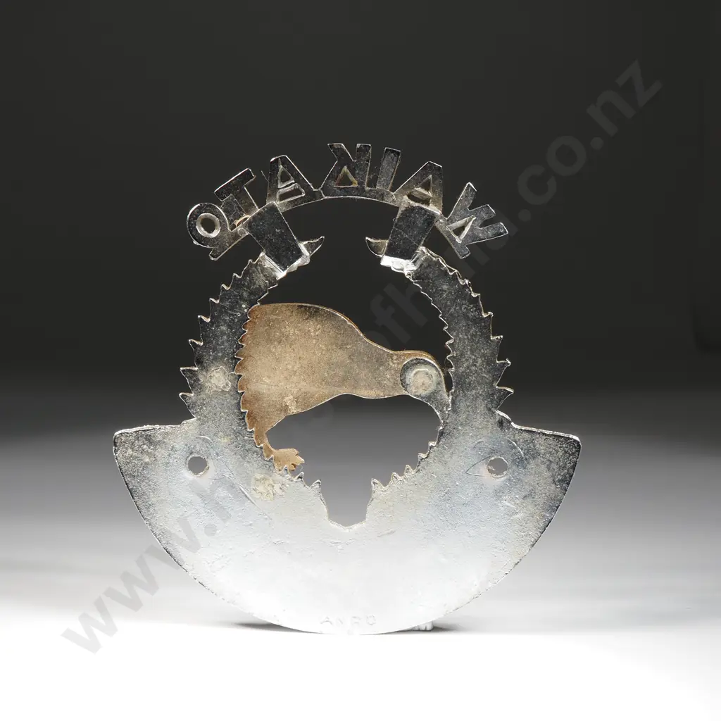 Car Grill Badge w Kiwi, Fern Leaves & 'Waikato New Zealand' Image 1++