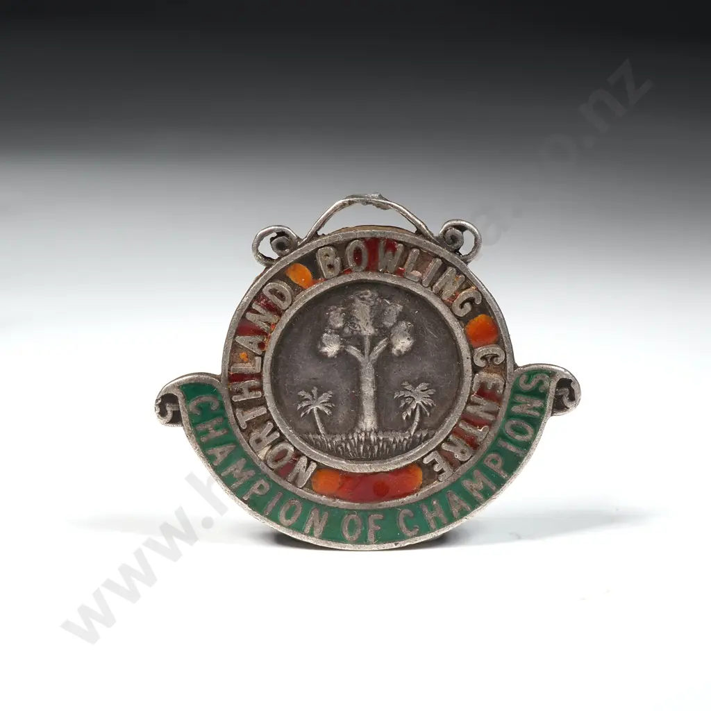 Northland Bowling Centre Champion of Champions Sterling Silver Enamel Badge - A/F Image 1++